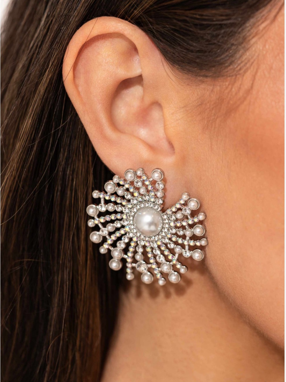 Fancy Fireworks White Post Earring